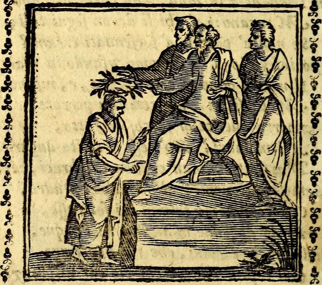 An illustration from Emblemi. Dal latino nel vulgare italiano ridotti, contenenti il fiore et la sostanza de' più scelti scrittori & delle più celebri discipline dell'vniuerso, ripieni di ottimi consigli & saluteuoli documenti, per l'vso ciuile et morale della vita humana, 1626, leaf 49
