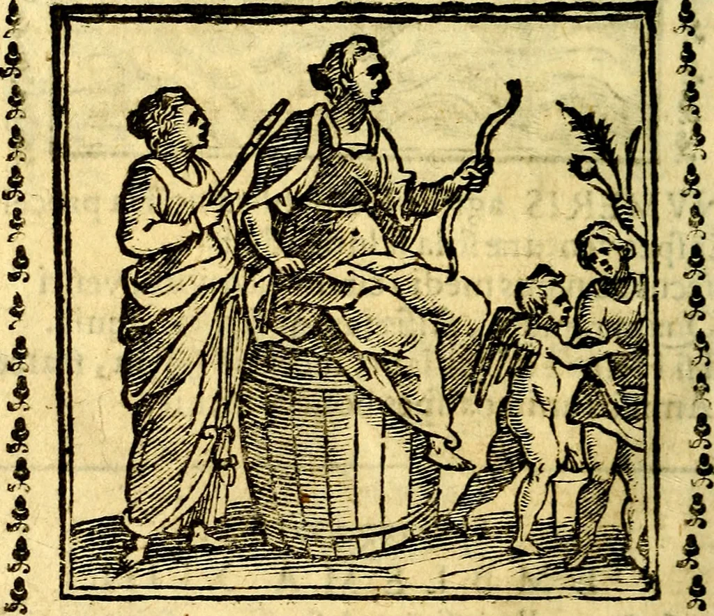 An illustration from Emblemi. Dal latino nel vulgare italiano ridotti, contenenti il fiore et la sostanza de' più scelti scrittori & delle più celebri discipline dell'vniuerso, ripieni di ottimi consigli & saluteuoli documenti, per l'vso ciuile et morale della vita humana, 1626, leaf 75
