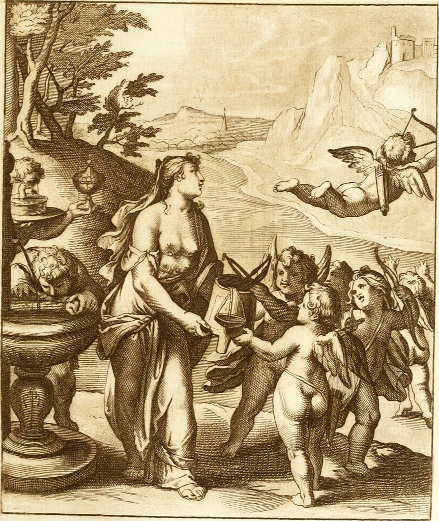 An illustration from Emblemi di Q. Orazio Flacco, 1777, leaf 100