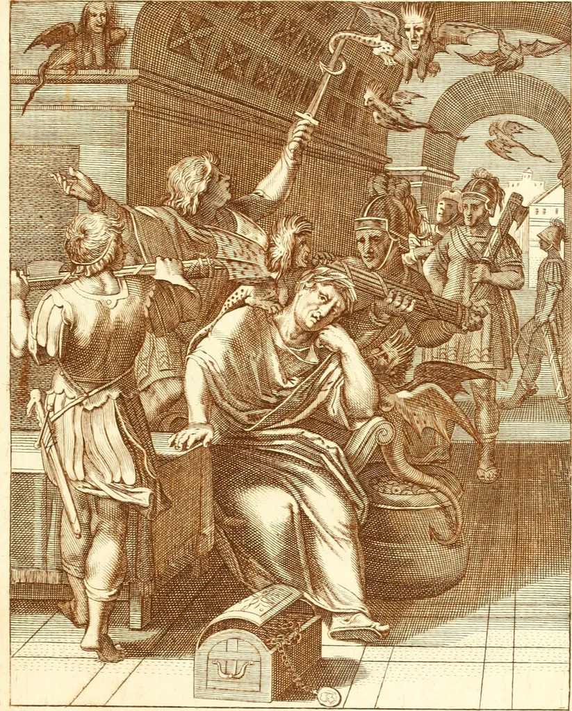 An illustration from Emblemi di Q. Orazio Flacco, 1777, leaf 202