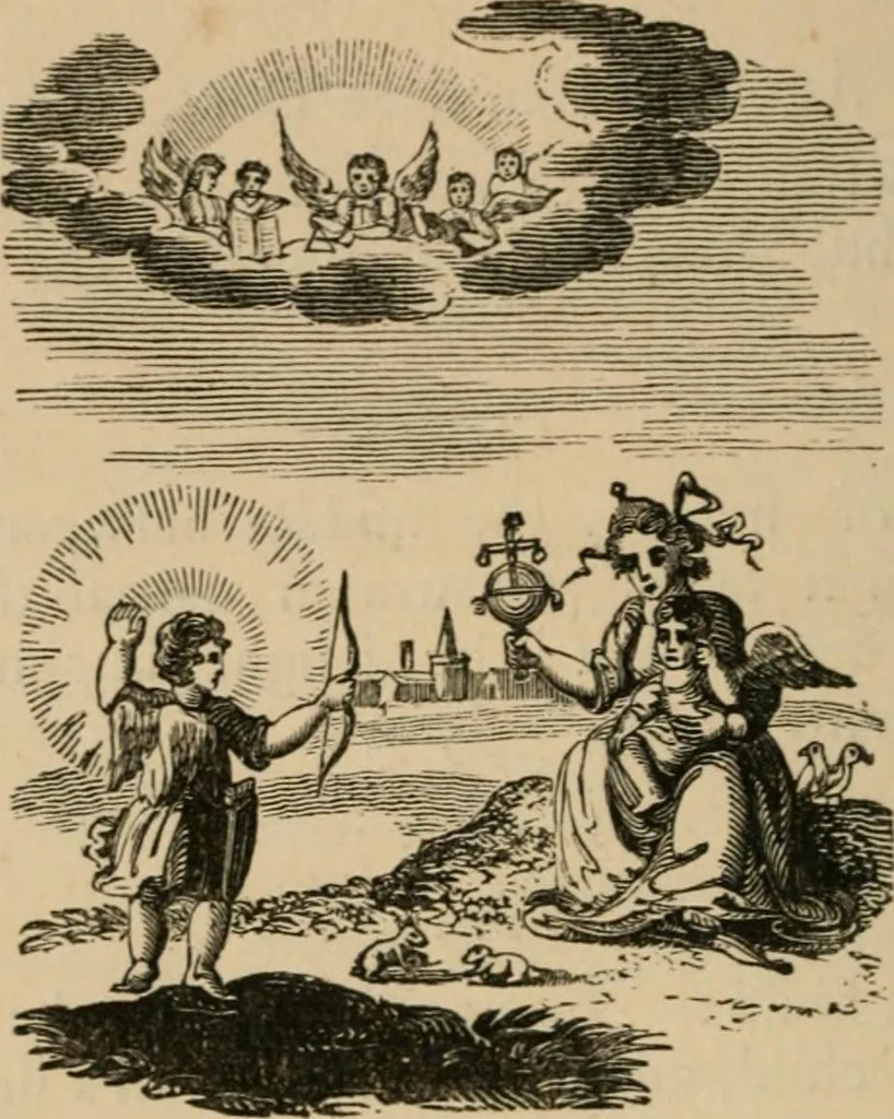 An illustration from Emblems, divine and moral : The school of the heart; and Hieroglyphics of the life of man, 1866, leaf 96
