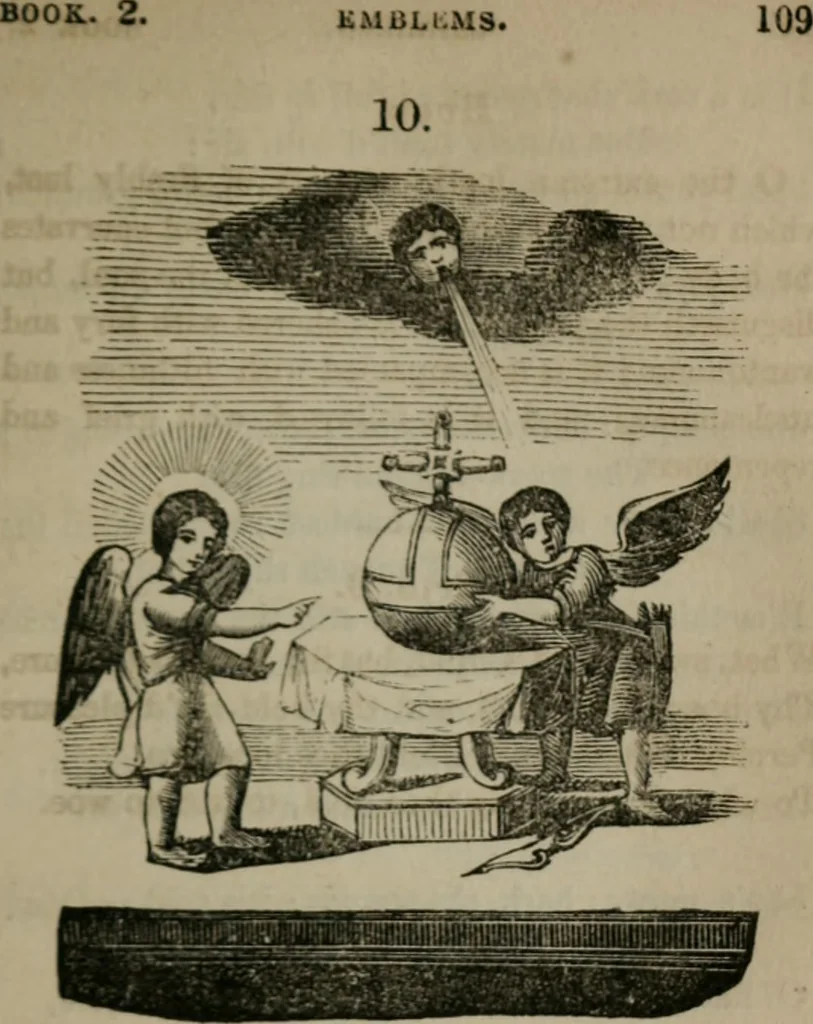 An illustration from Emblems divine and moral, 1851, leaf 112