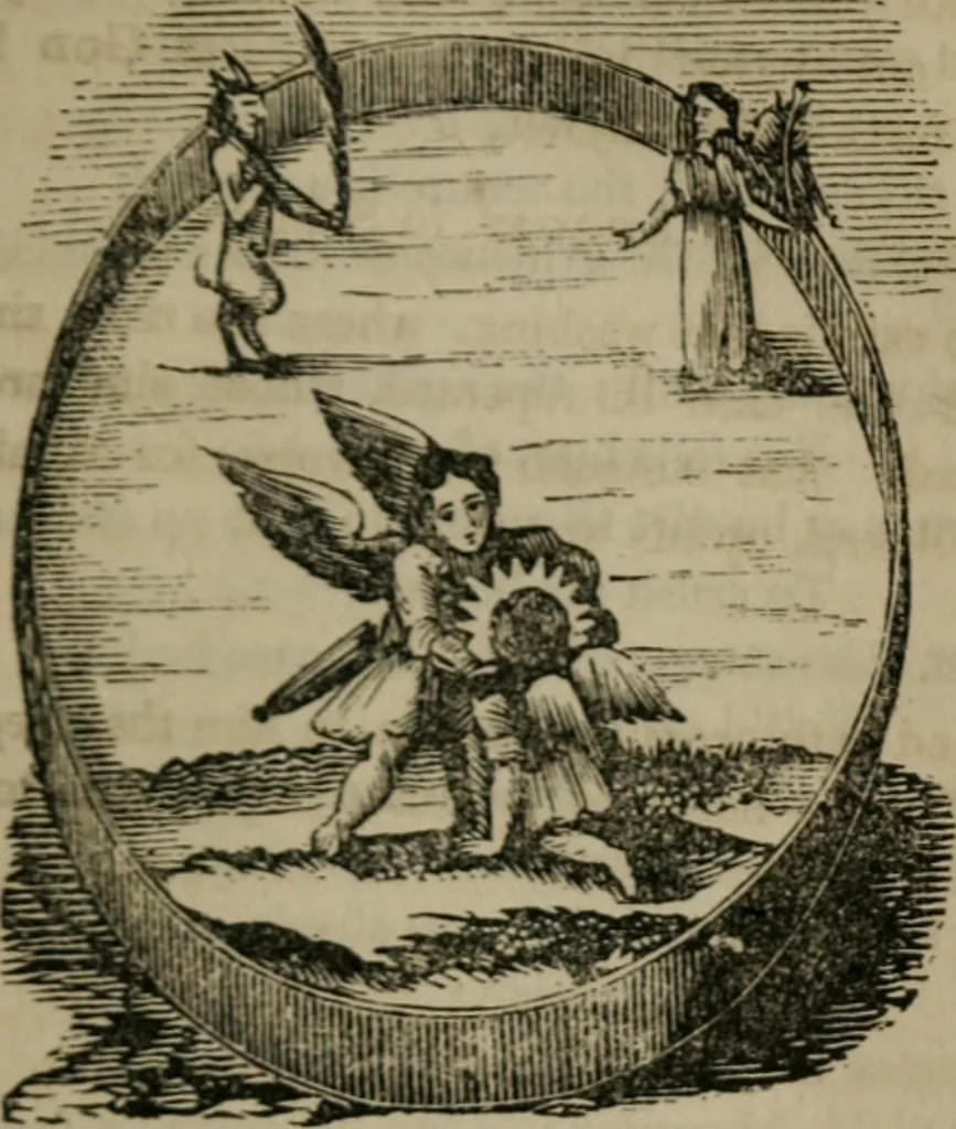 An illustration from Emblems divine and moral, 1851, leaf 128