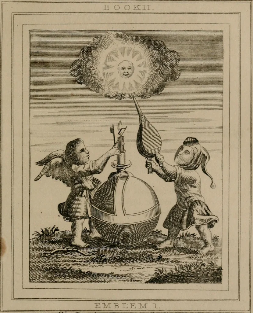 An illustration from Emblems divine and moral, 1839, leaf 100