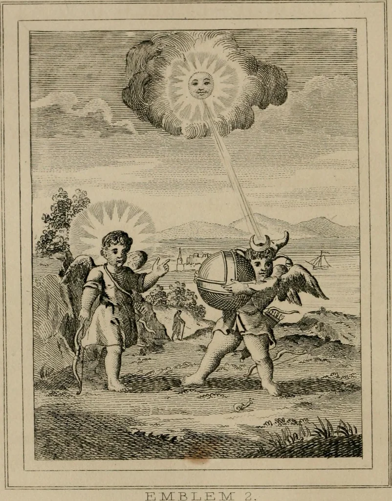 An illustration from Emblems divine and moral, 1839, leaf 105