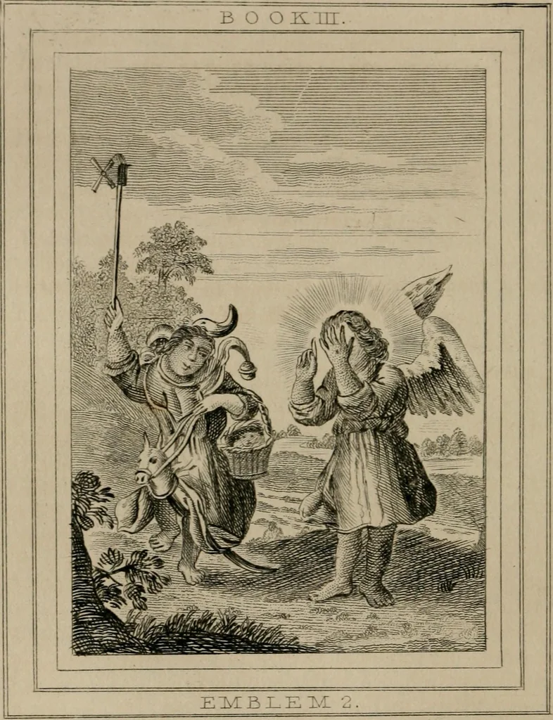 An illustration from Emblems divine and moral, 1839, leaf 185