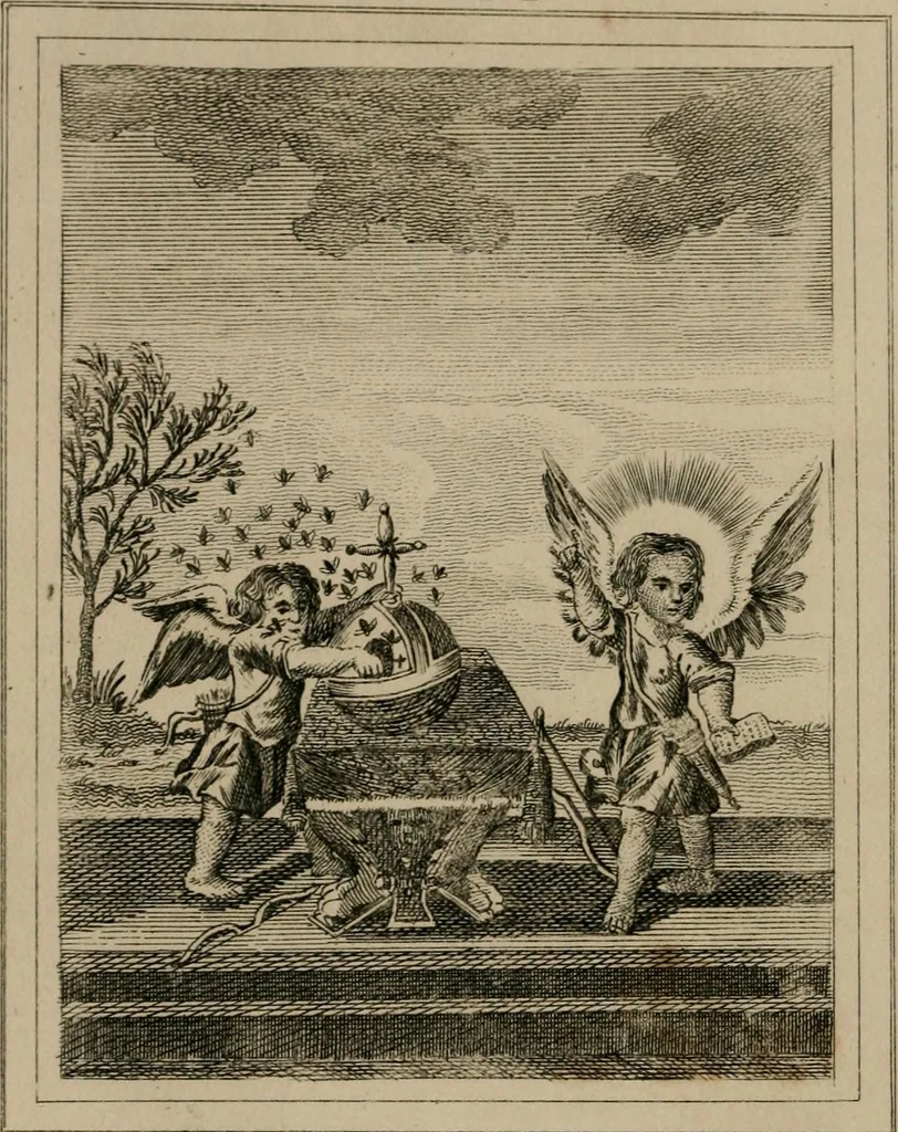 An illustration from Emblems divine and moral, 1839, leaf 35