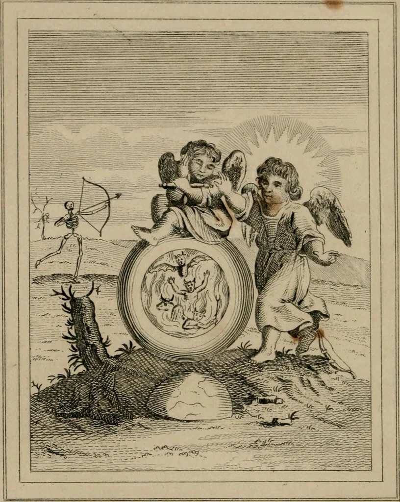 An illustration from Emblems divine and moral, 1839, leaf 55