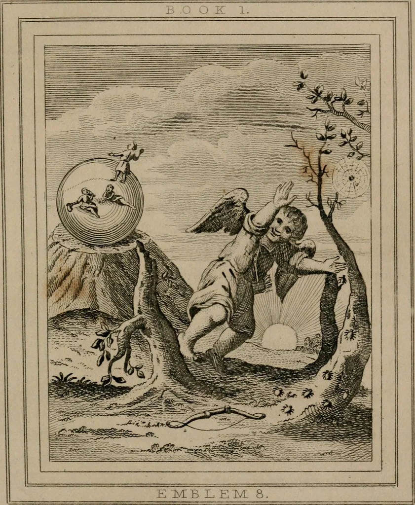 An illustration from Emblems divine and moral, 1839, leaf 60