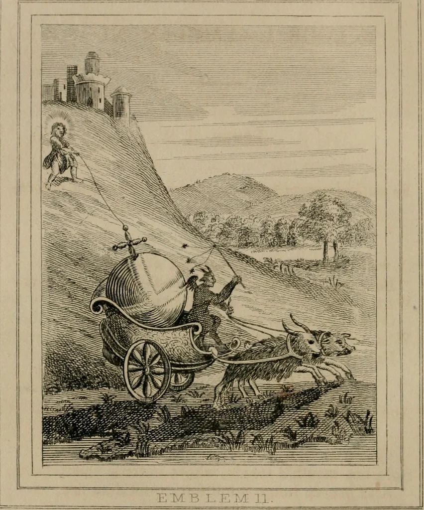 An illustration from Emblems divine and moral, 1839, leaf 75