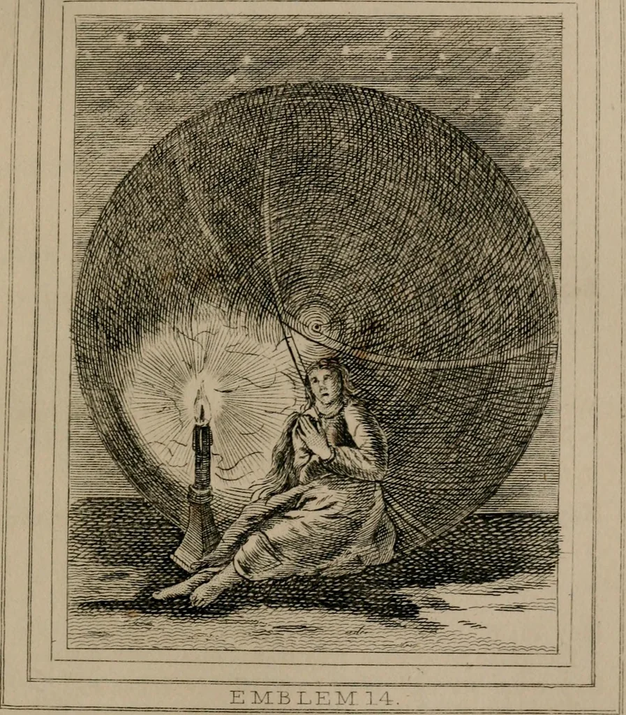 An illustration from Emblems divine and moral, 1839, leaf 90