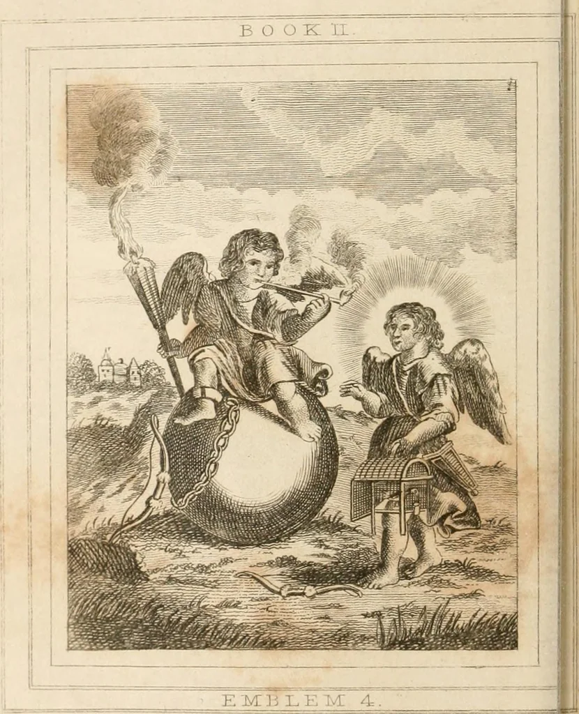 An illustration from Emblems, divine and moral. New ed., carefully rev. and corr., with recommendatory prefaces by Augustus Toplady, and John Ryland, 1839, leaf 113