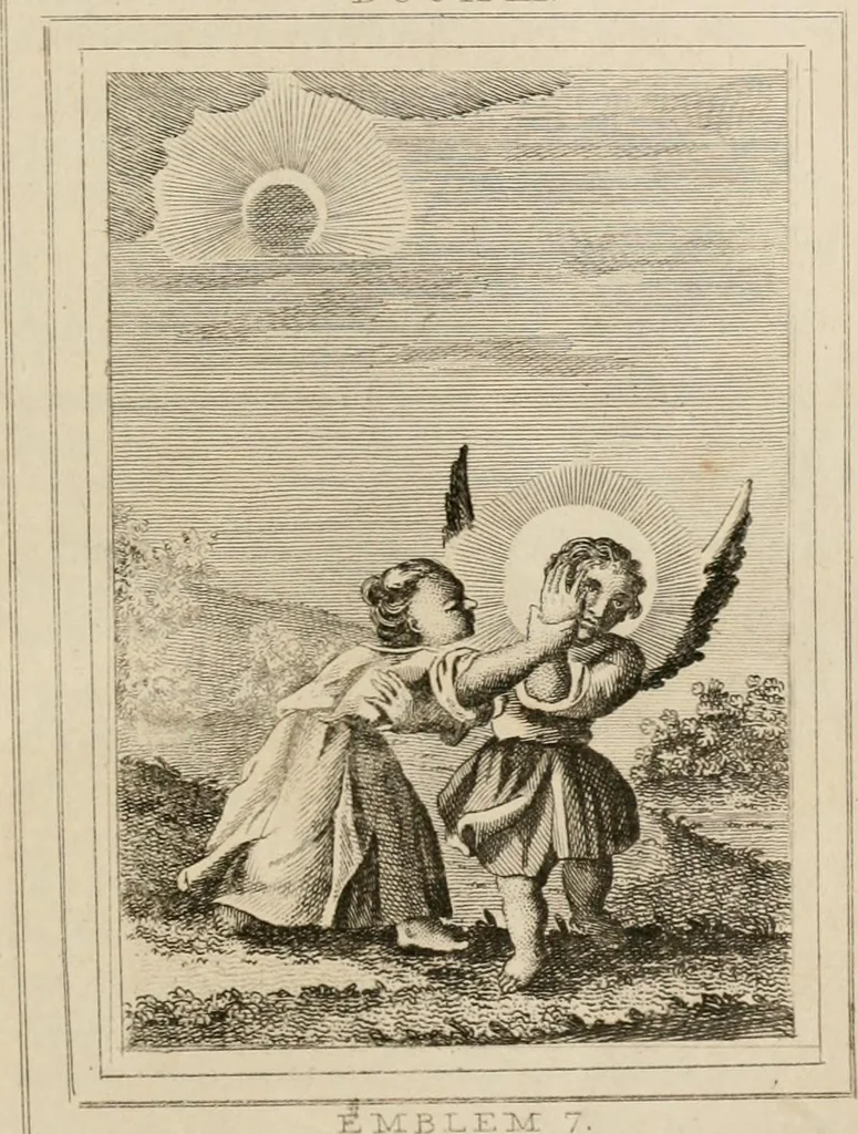 An illustration from Emblems, divine and moral. New ed., carefully rev. and corr., with recommendatory prefaces by Augustus Toplady, and John Ryland, 1839, leaf 208