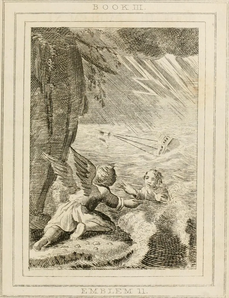 An illustration from Emblems, divine and moral. New ed., carefully rev. and corr., with recommendatory prefaces by Augustus Toplady, and John Ryland, 1839, leaf 232