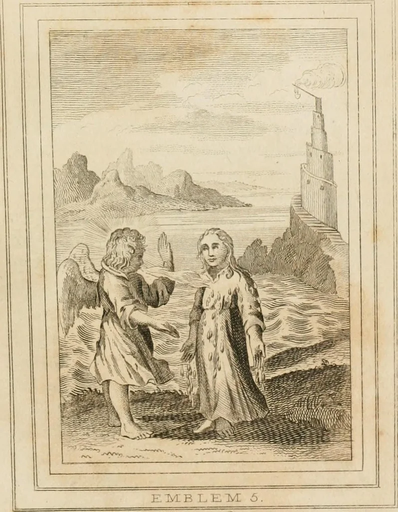 An illustration from Emblems, divine and moral. New ed., carefully rev. and corr., with recommendatory prefaces by Augustus Toplady, and John Ryland, 1839, leaf 352