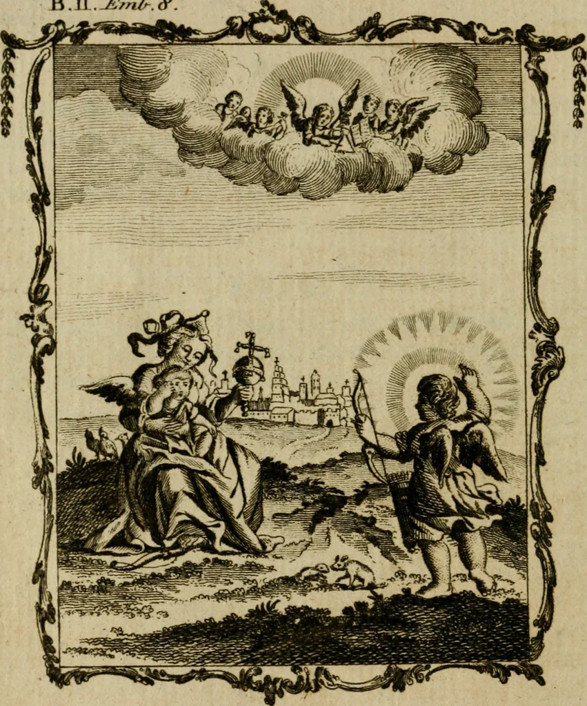 An illustration from Emblems divine and moral ; together with Hieroglyphics of the life of man, 1777, leaf 129