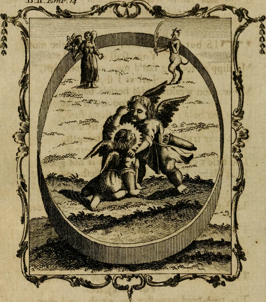 An illustration from Emblems divine and moral ; together with Hieroglyphics of the life of man, 1777, leaf 159