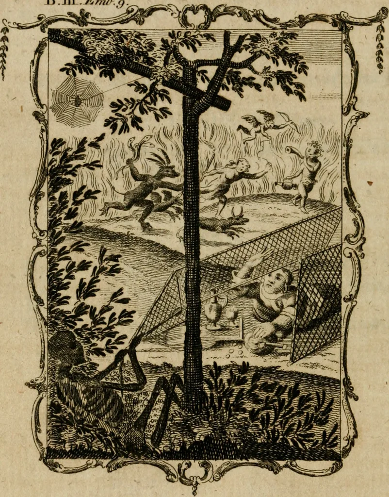 An illustration from Emblems divine and moral ; together with Hieroglyphics of the life of man, 1777, leaf 213