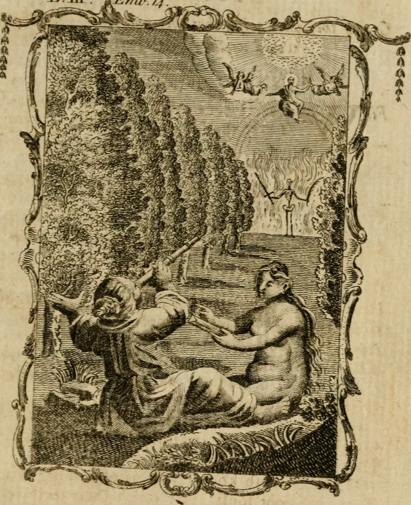 An illustration from Emblems divine and moral ; together with Hieroglyphics of the life of man, 1777, leaf 238