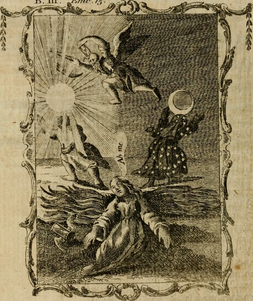 An illustration from Emblems divine and moral ; together with Hieroglyphics of the life of man, 1777, leaf 243