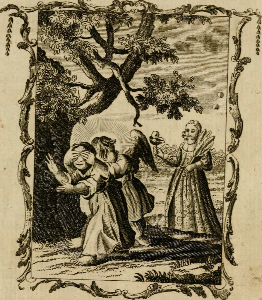 An illustration from Emblems divine and moral ; together with Hieroglyphics of the life of man, 1777, leaf 268