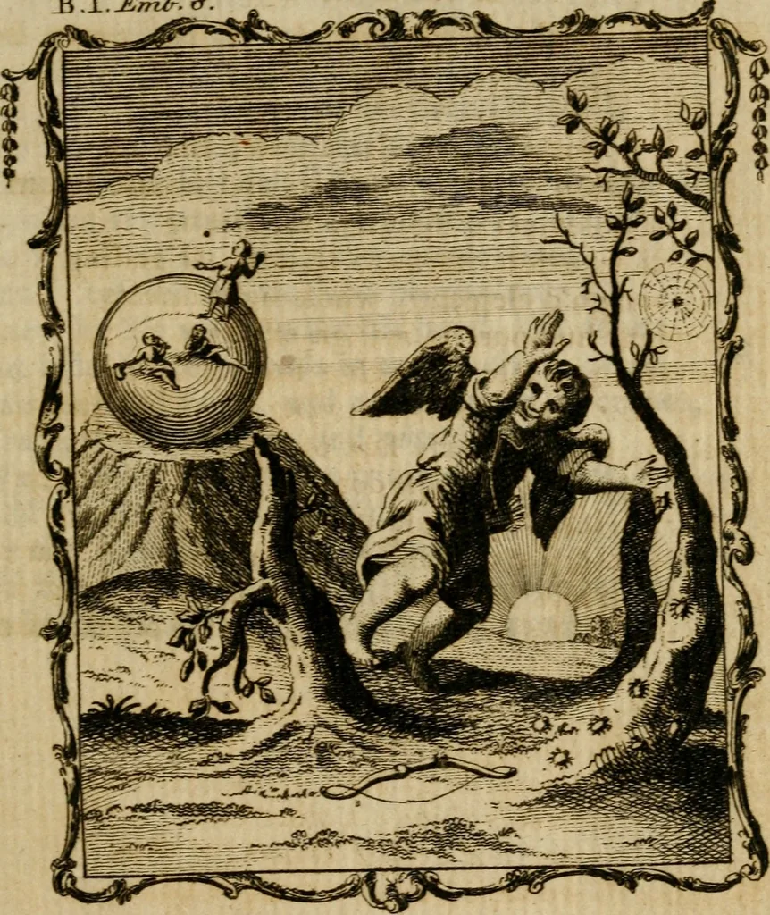 An illustration from Emblems divine and moral ; together with Hieroglyphics of the life of man, 1777, leaf 54