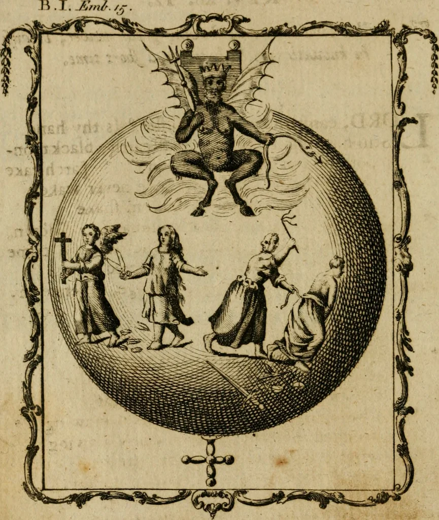 An illustration from Emblems divine and moral ; together with Hieroglyphics of the life of man, 1777, leaf 89