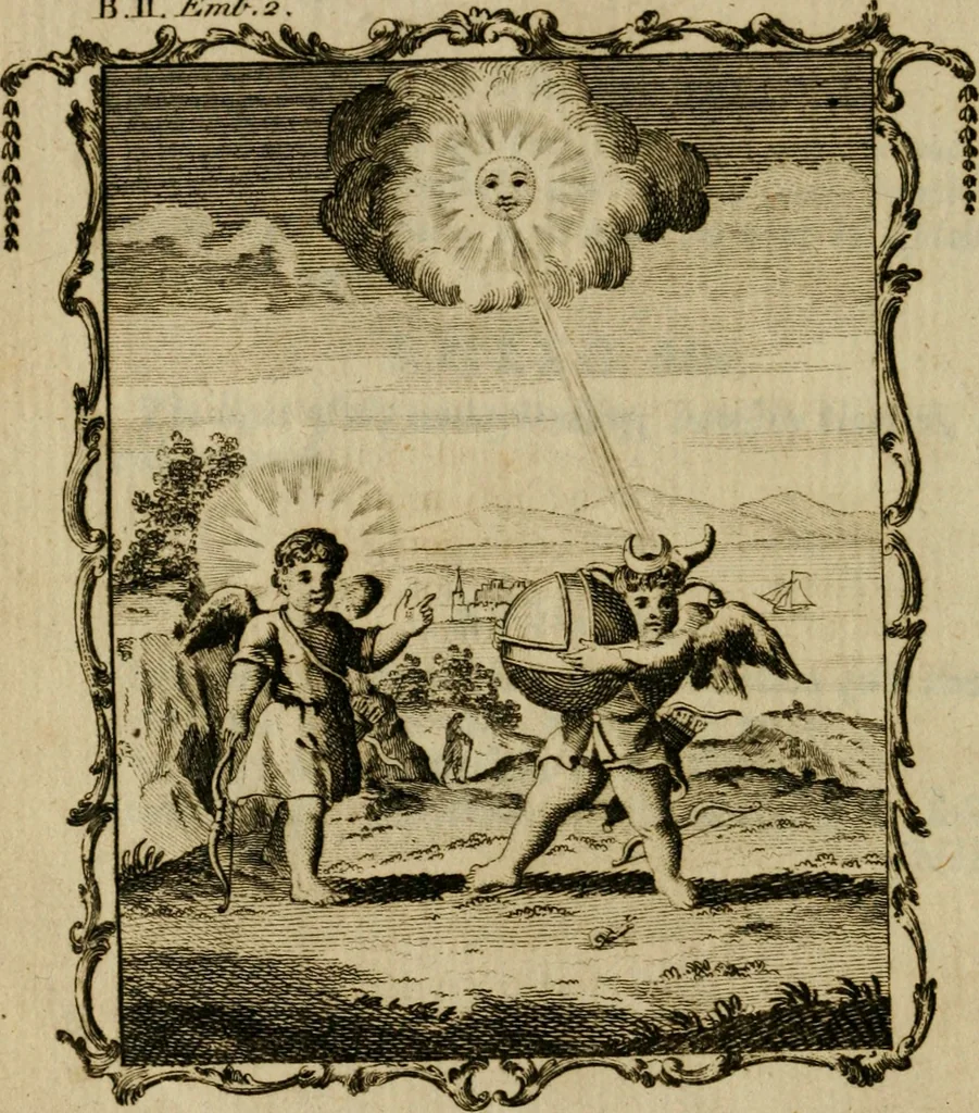 An illustration from Emblems divine and moral ; together with Hieroglyphics of the life of man, 1777, leaf 99
