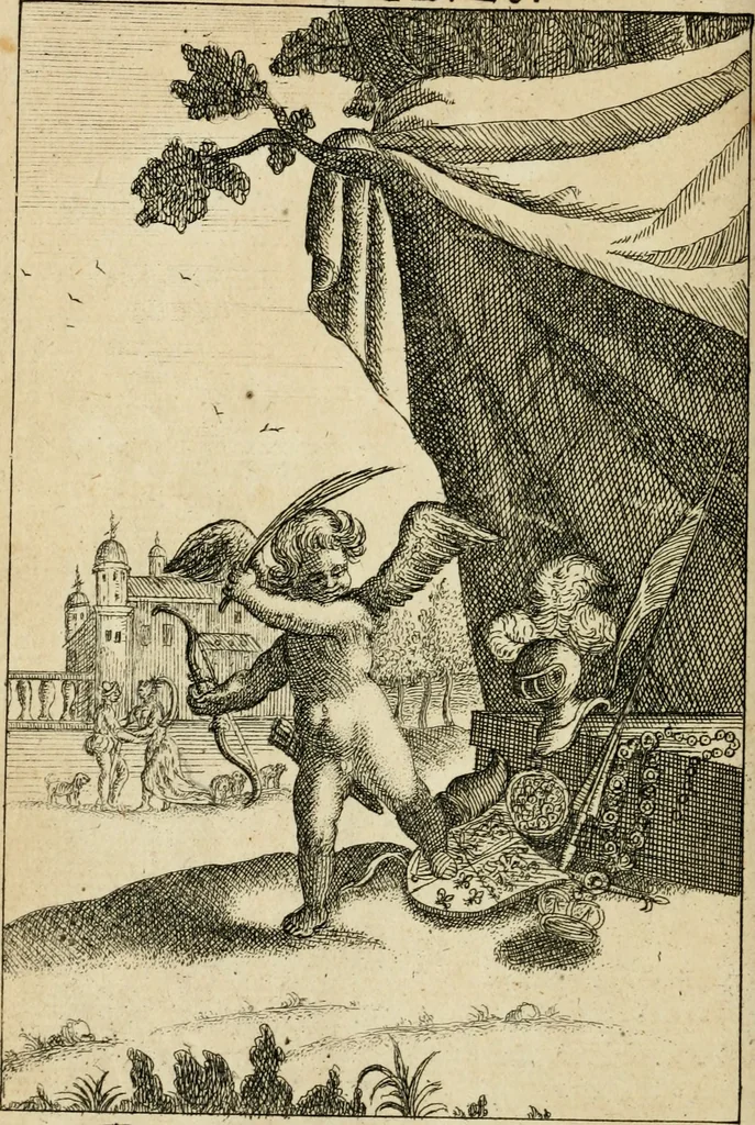 An illustration from Emblems of love, in four languages : dedicated to the ladys, 1683, leaf 123