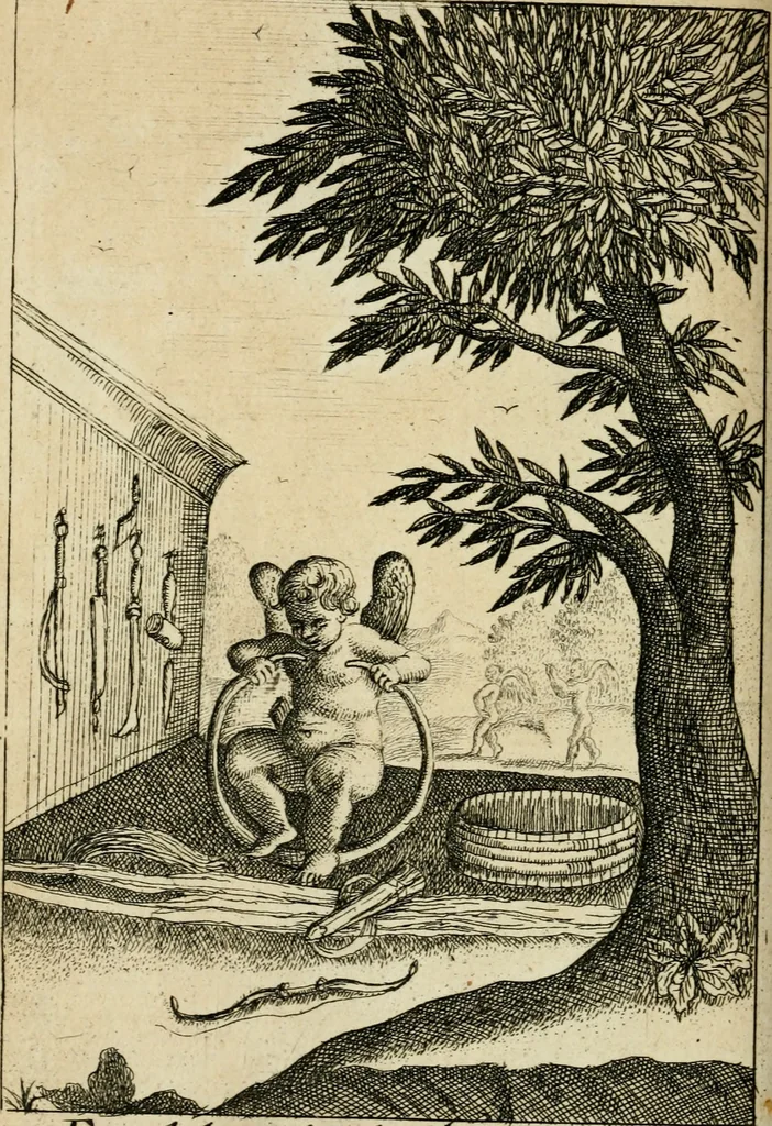 An illustration from Emblems of love, in four languages : dedicated to the ladys, 1683, leaf 135