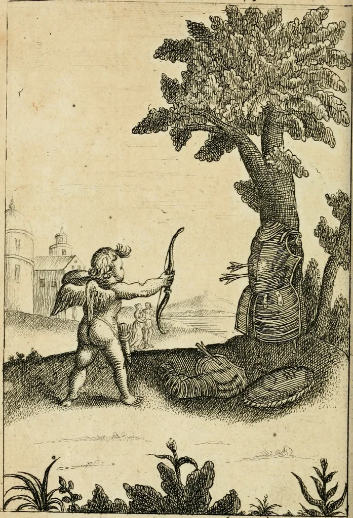 An illustration from Emblems of love, in four languages : dedicated to the ladys, 1683, leaf 139