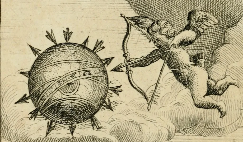 An illustration from Emblems of love, in four languages : dedicated to the ladys, 1683, leaf 143