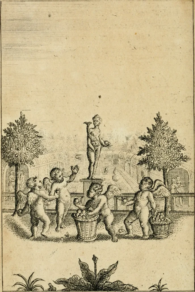 An illustration from Emblems of love, in four languages : dedicated to the ladys, 1683, leaf 155