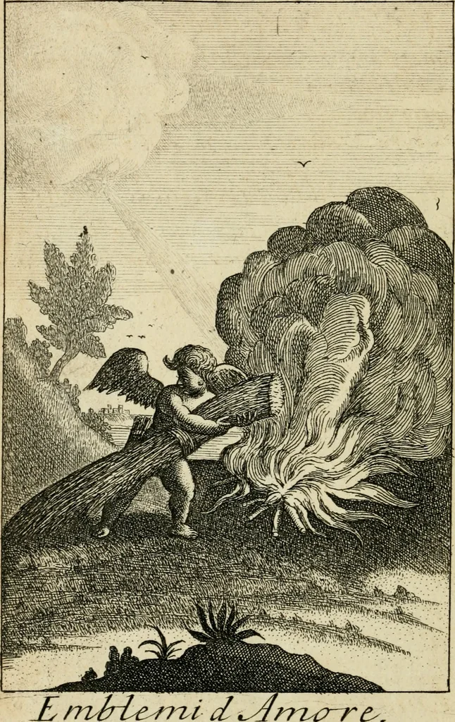 An illustration from Emblems of love, in four languages : dedicated to the ladys, 1683, leaf 179