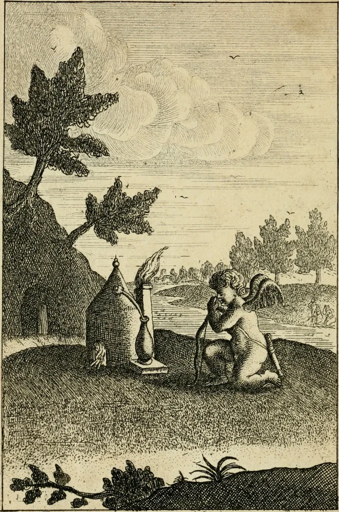 An illustration from Emblems of love, in four languages : dedicated to the ladys, 1683, leaf 187