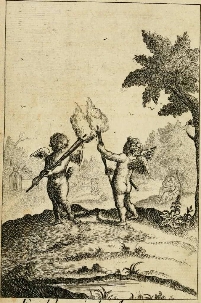 An illustration from Emblems of love, in four languages : dedicated to the ladys, 1683, leaf 19