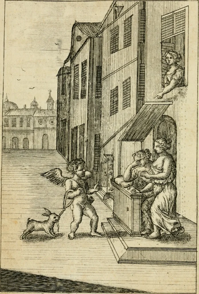 An illustration from Emblems of love, in four languages : dedicated to the ladys, 1683, leaf 27