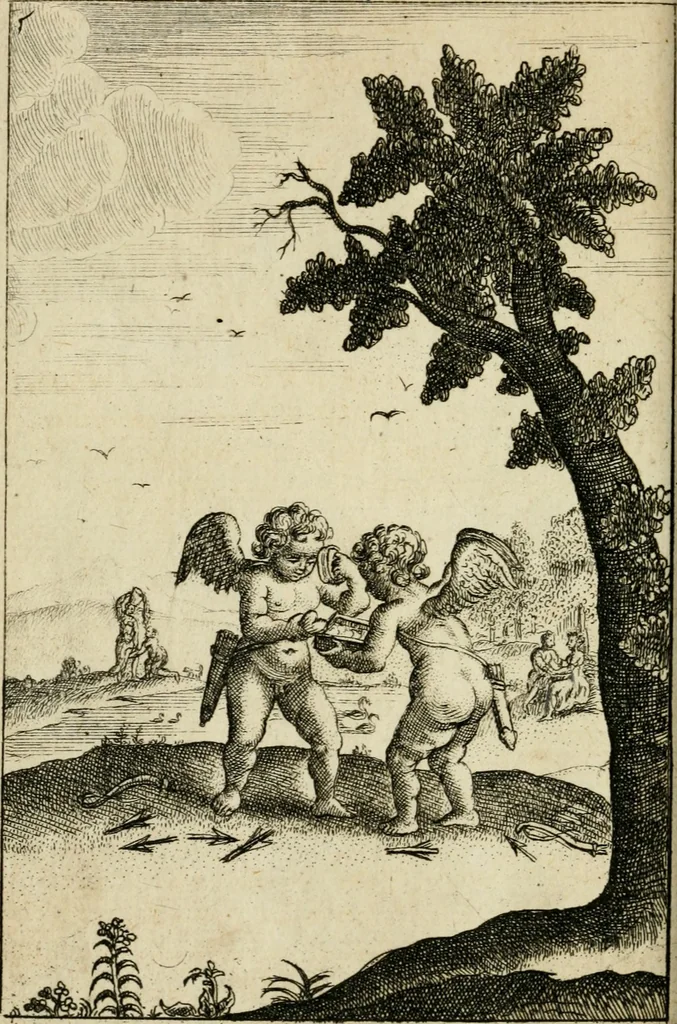 An illustration from Emblems of love, in four languages : dedicated to the ladys, 1683, leaf 43