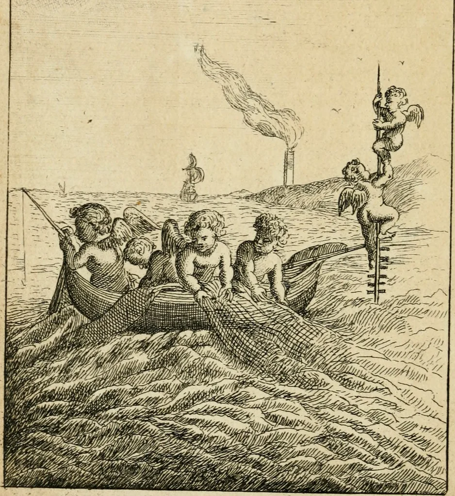 An illustration from Emblems of love, in four languages : dedicated to the ladys, 1683, leaf 47
