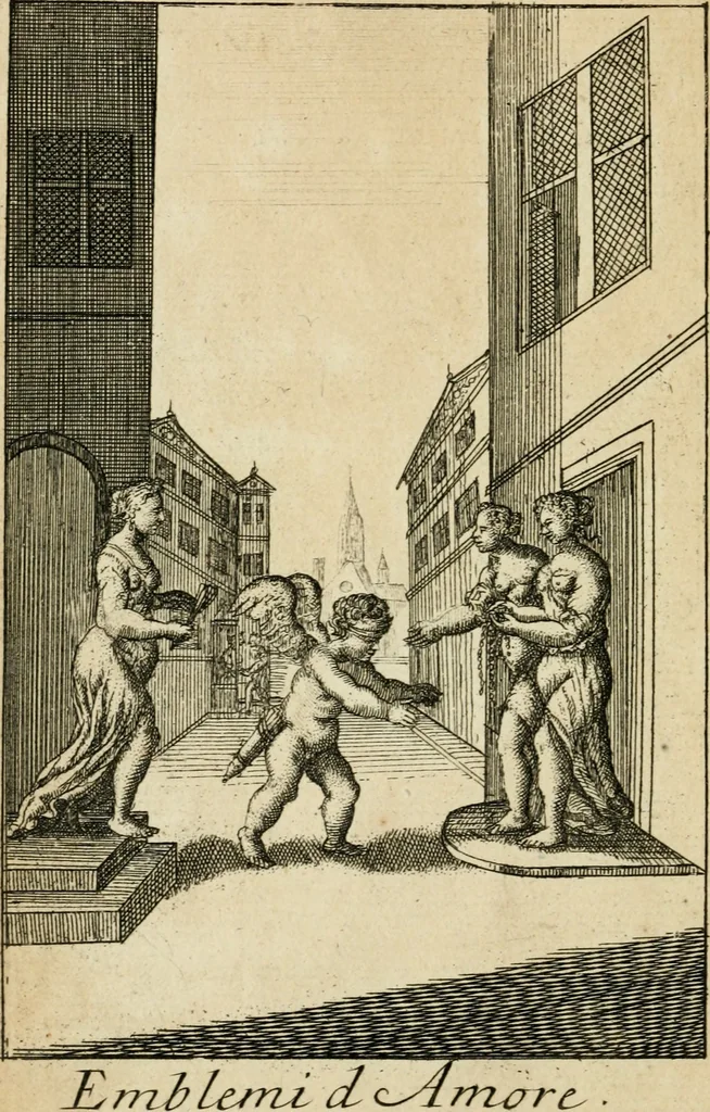 An illustration from Emblems of love, in four languages : dedicated to the ladys, 1683, leaf 51