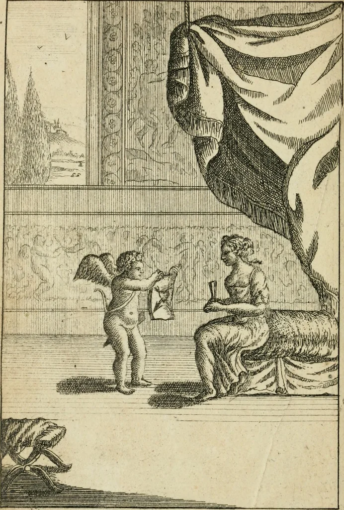 An illustration from Emblems of love, in four languages : dedicated to the ladys, 1683, leaf 71