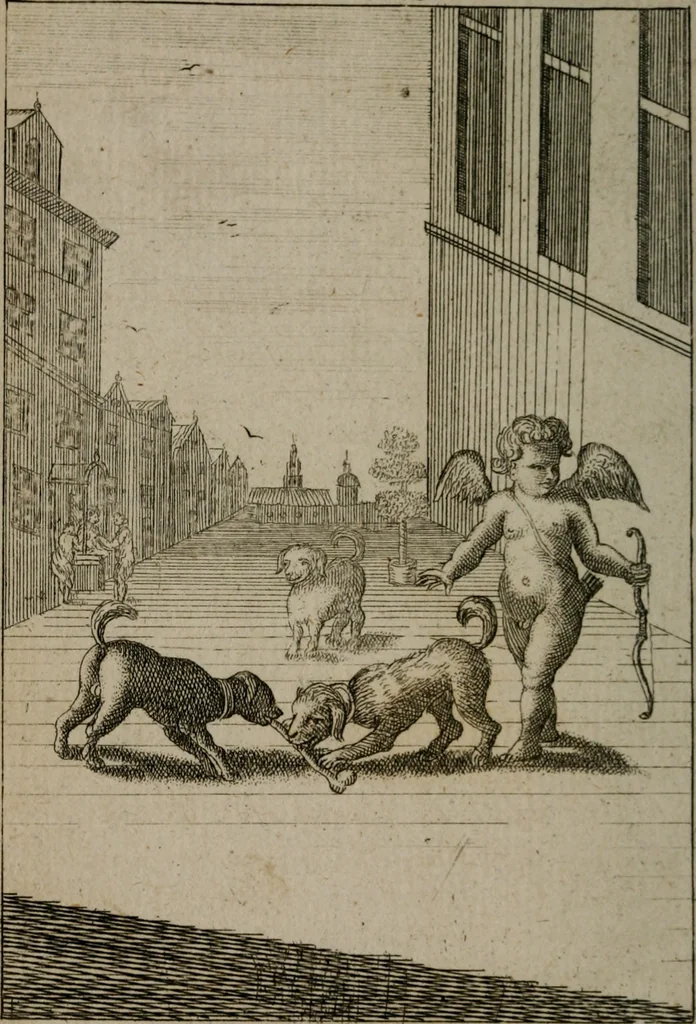 An illustration from Emblems of love in four languages : dedicated to the ladys, 1747, leaf 107