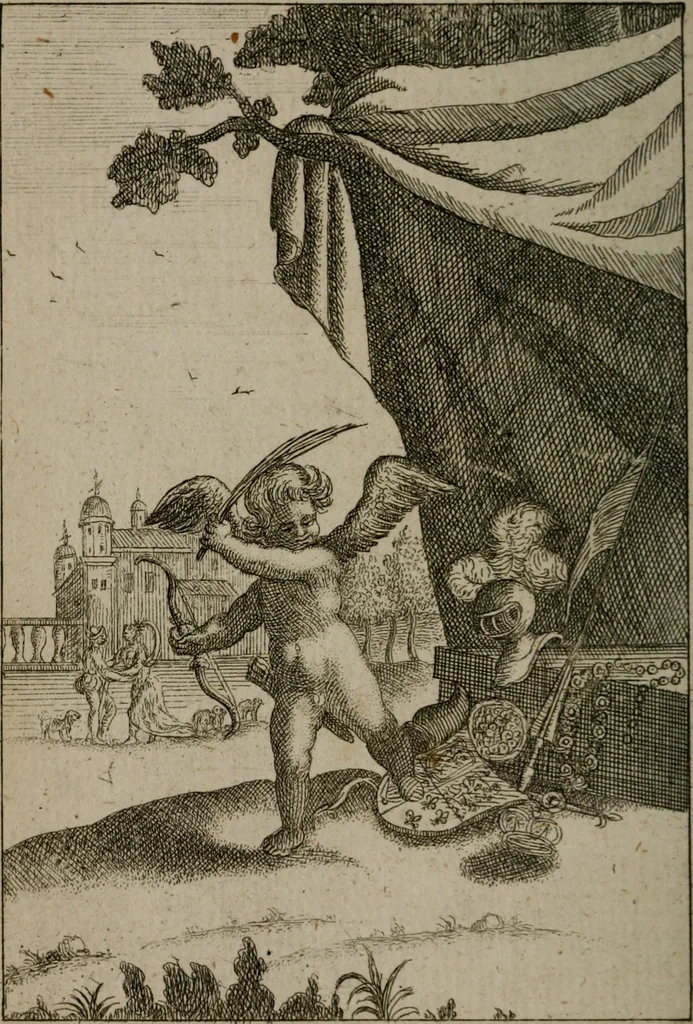 An illustration from Emblems of love in four languages : dedicated to the ladys, 1747, leaf 119