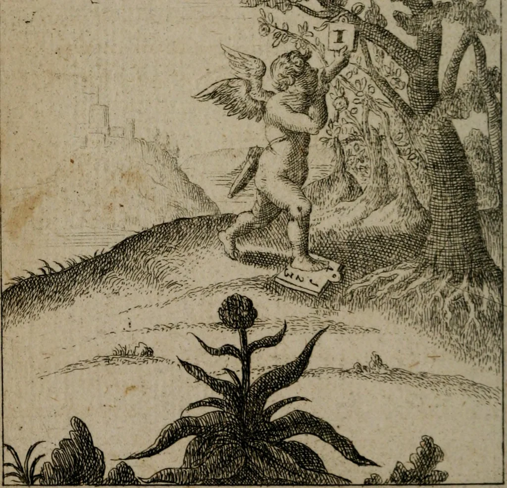 An illustration from Emblems of love in four languages : dedicated to the ladys, 1747, leaf 143
