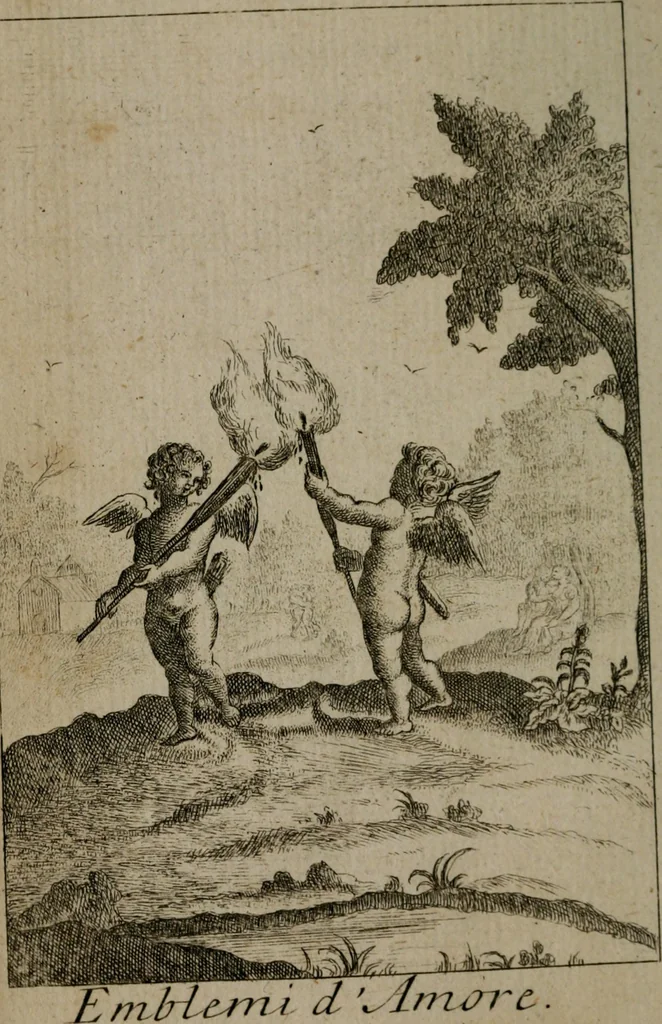 An illustration from Emblems of love in four languages : dedicated to the ladys, 1747, leaf 15