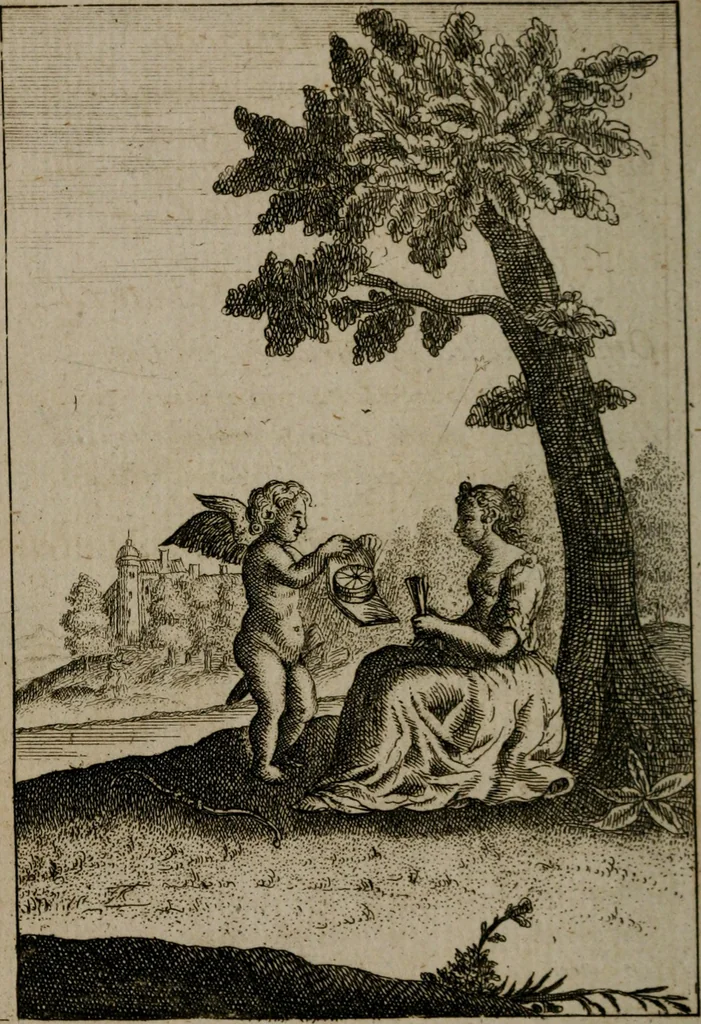 An illustration from Emblems of love in four languages : dedicated to the ladys, 1747, leaf 155