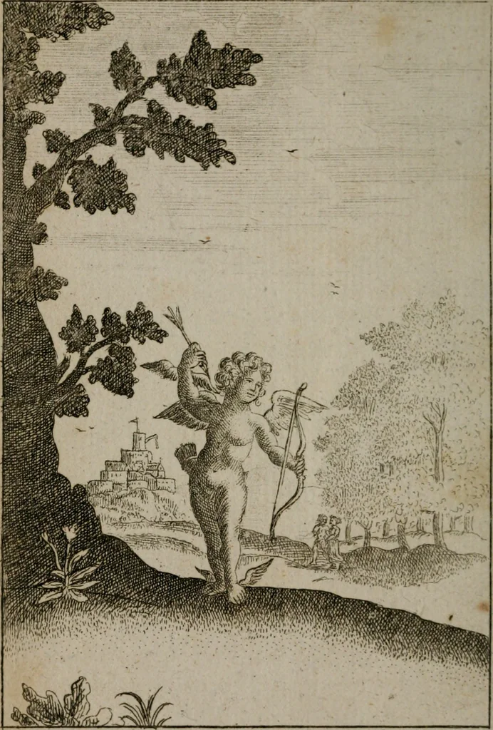 An illustration from Emblems of love in four languages : dedicated to the ladys, 1747, leaf 39