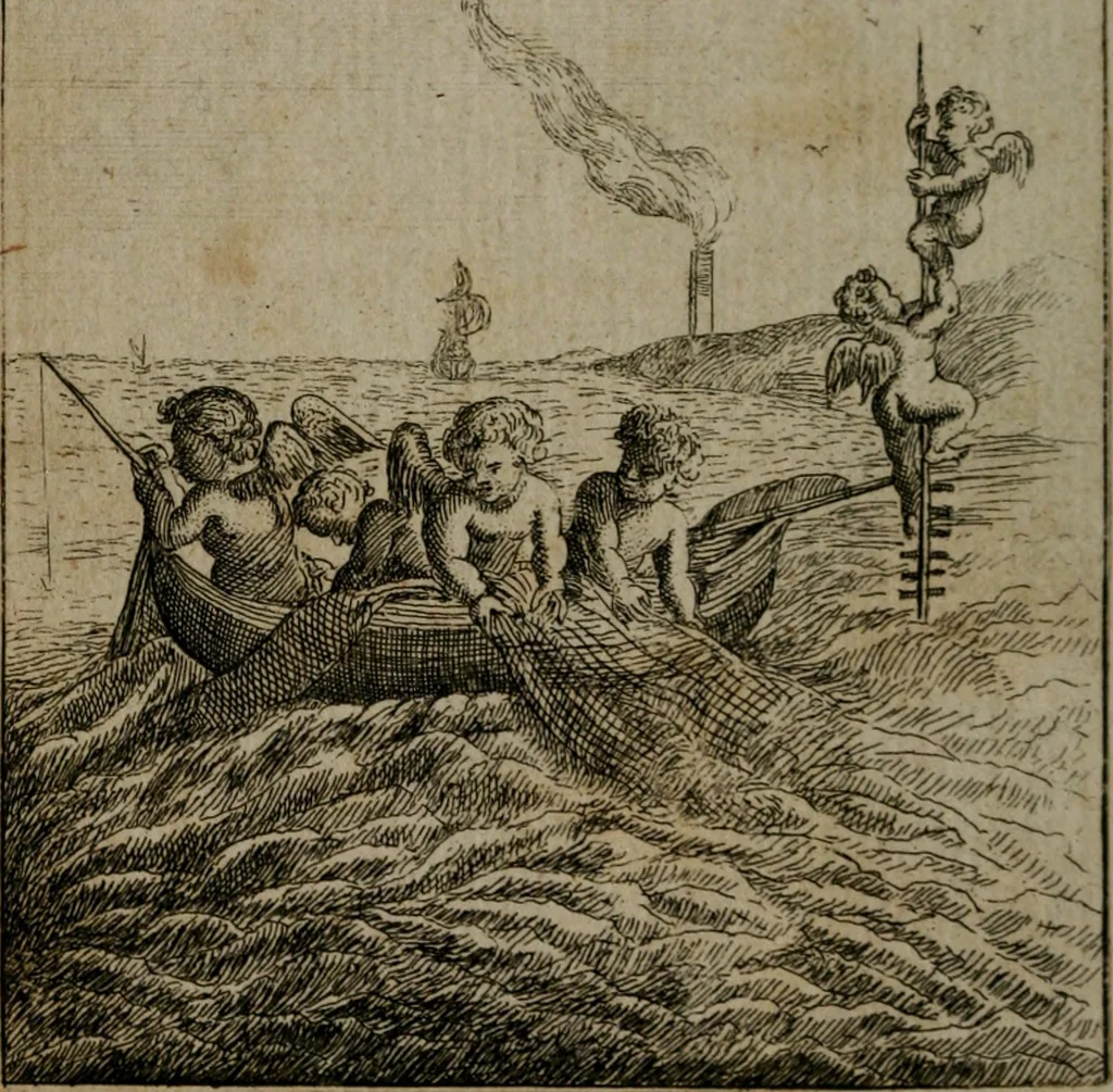 An illustration from Emblems of love in four languages : dedicated to the ladys, 1747, leaf 43
