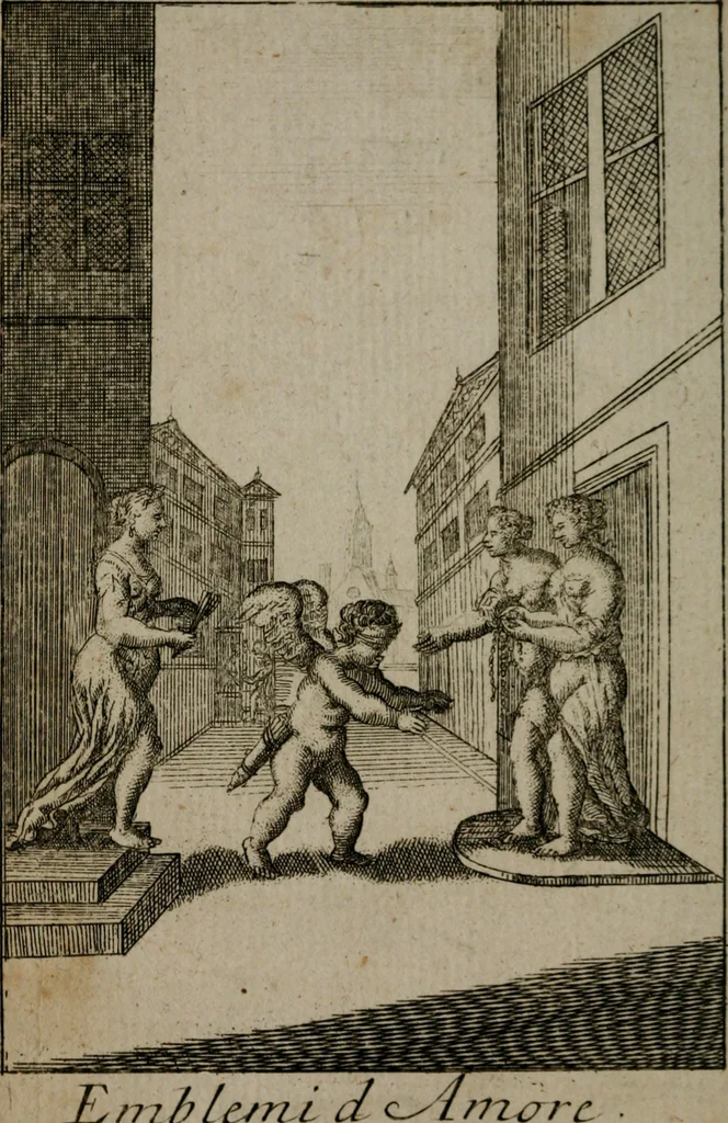 An illustration from Emblems of love in four languages : dedicated to the ladys, 1747, leaf 47