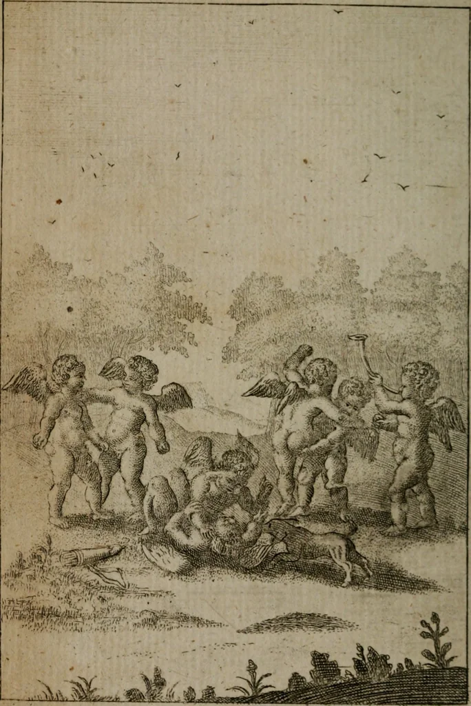 An illustration from Emblems of love in four languages : dedicated to the ladys, 1747, leaf 59